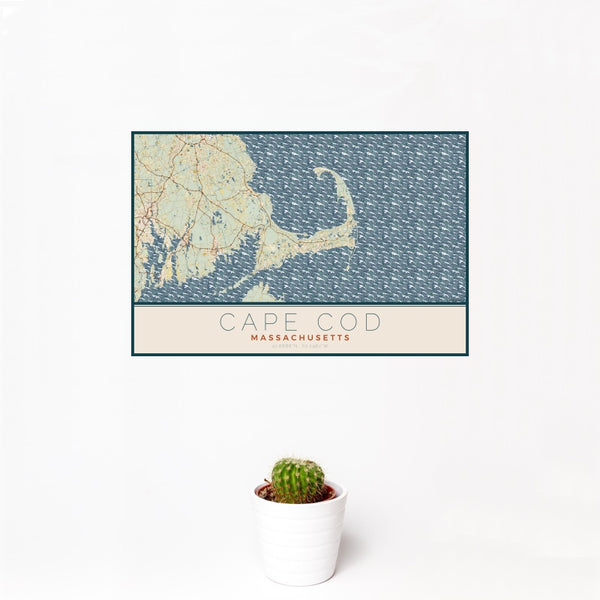 Cape Cod - Massachusetts Map Print in Woodblock