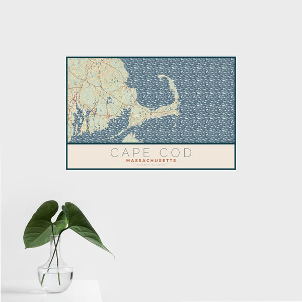 Cape Cod - Massachusetts Map Print in Woodblock