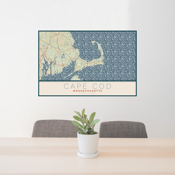Cape Cod - Massachusetts Map Print in Woodblock