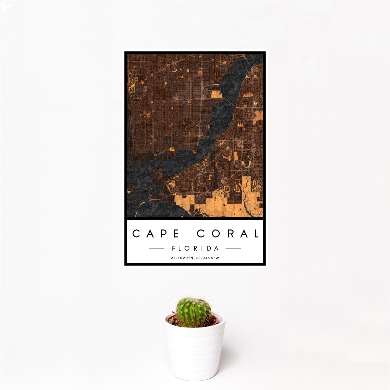 Cape Coral - Florida Map Print in Ember