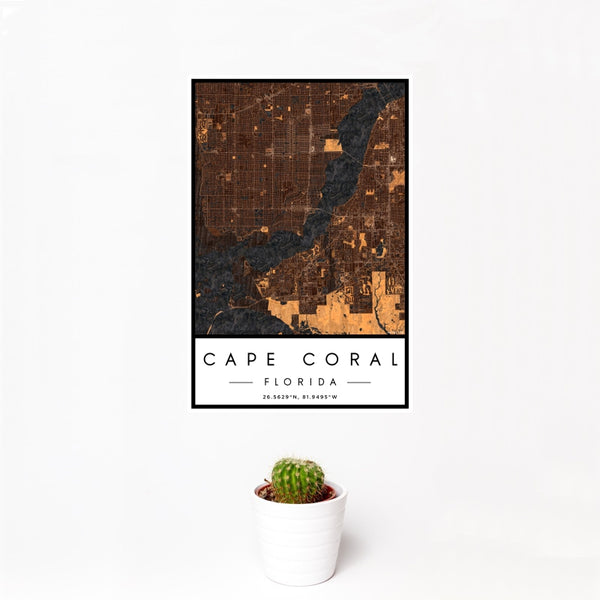 Cape Coral - Florida Map Print in Ember