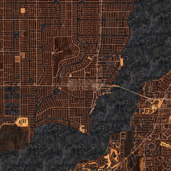 Cape Coral - Florida Map Print in Ember