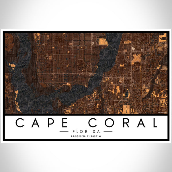Cape Coral - Florida Map Print in Ember