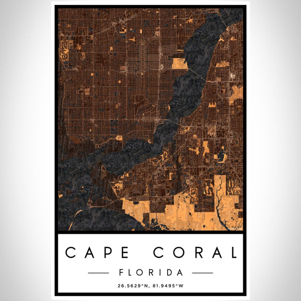 Cape Coral - Florida Map Print in Ember