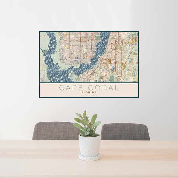 Cape Coral - Florida Map Print in Woodblock