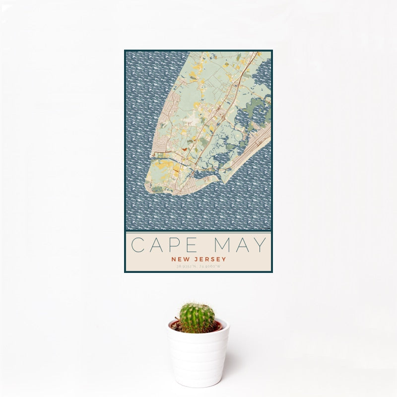 Cape May - New Jersey Map Print in Woodblock