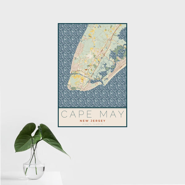 Cape May - New Jersey Map Print in Woodblock