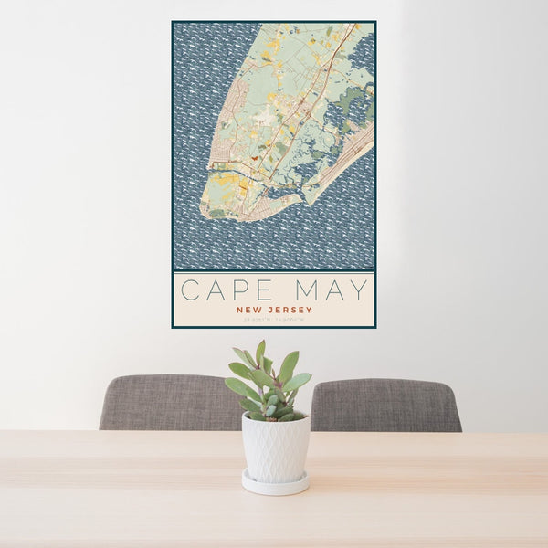 Cape May - New Jersey Map Print in Woodblock