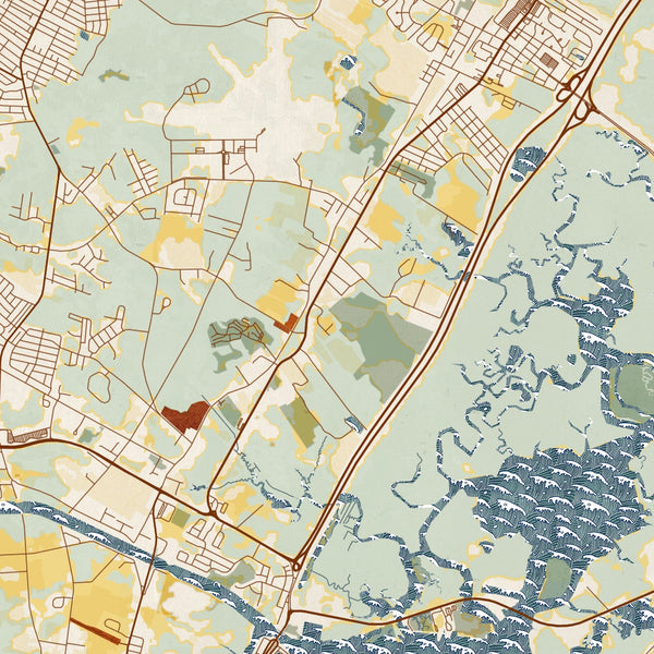 Cape May - New Jersey Map Print in Woodblock