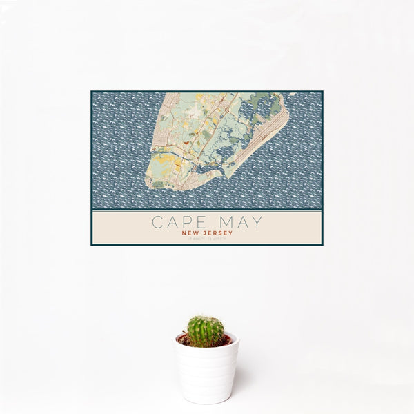 Cape May - New Jersey Map Print in Woodblock
