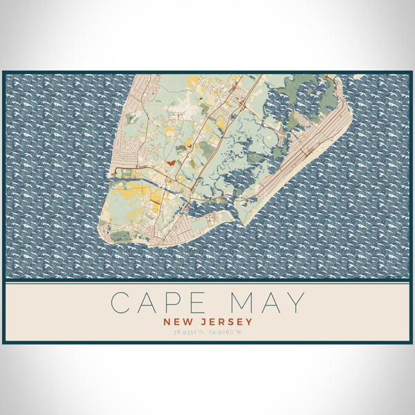 Cape May - New Jersey Map Print in Woodblock