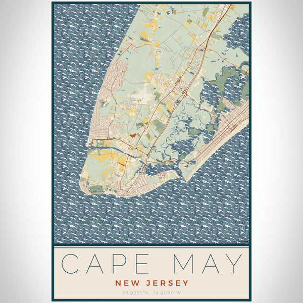 Cape May - New Jersey Map Print in Woodblock