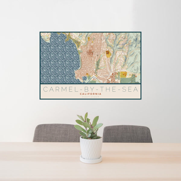 Carmel-by-the-Sea - California Map Print in Woodblock