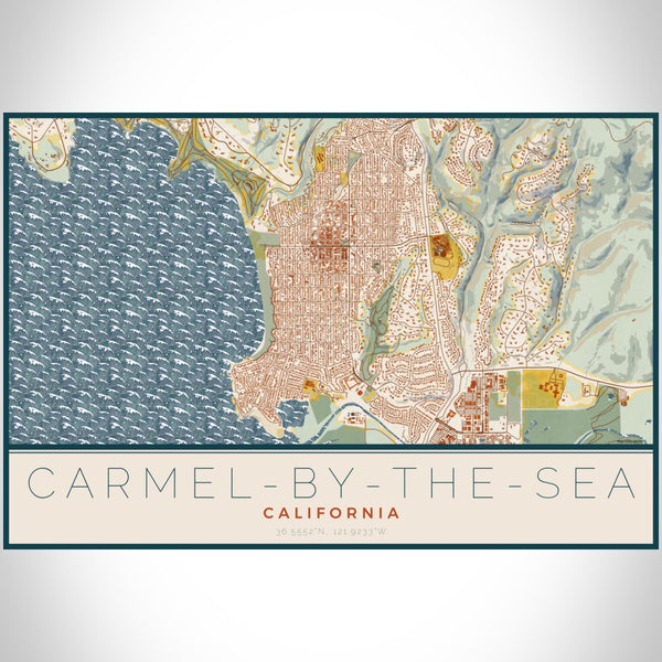 Carmel-by-the-Sea - California Map Print in Woodblock