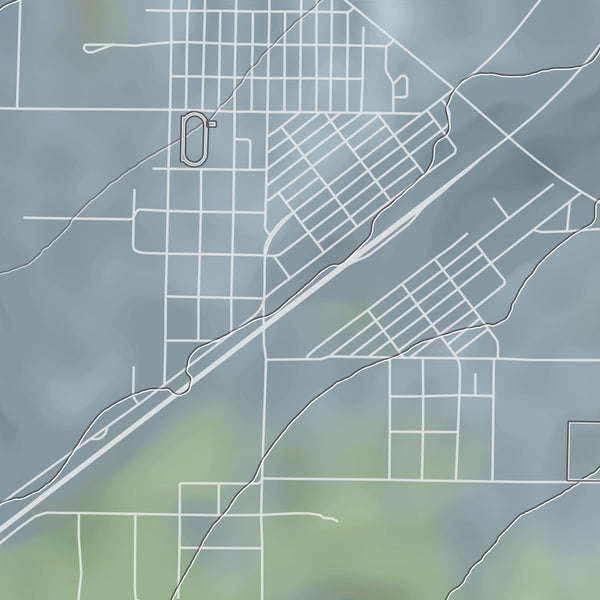 Carrizozo New Mexico Map Print in Afternoon Style Zoomed In Close Up Showing Details