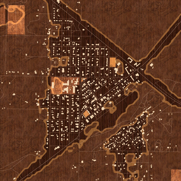 Carrizozo New Mexico Map Print in Ember Style Zoomed In Close Up Showing Details