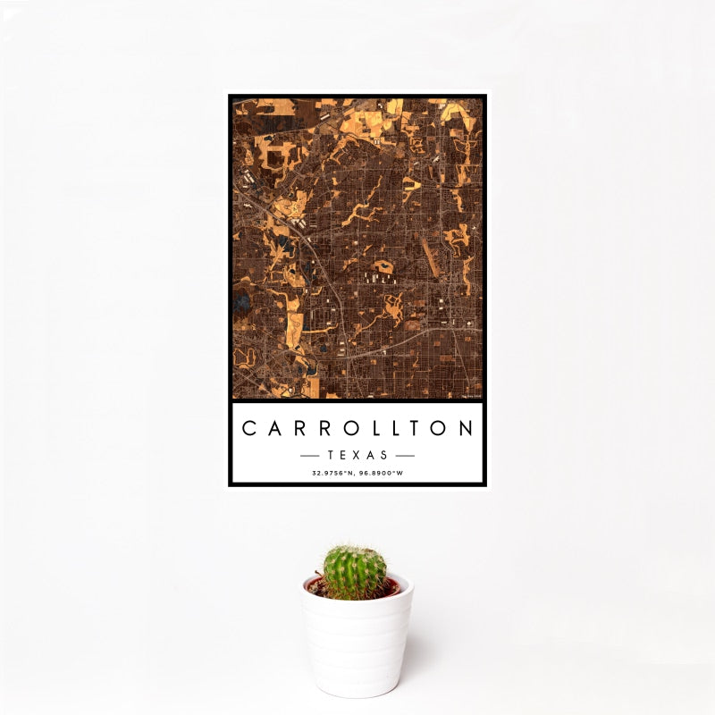 Carrollton - Texas Map Print in Ember
