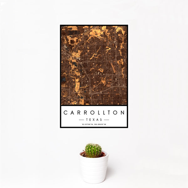 Carrollton - Texas Map Print in Ember