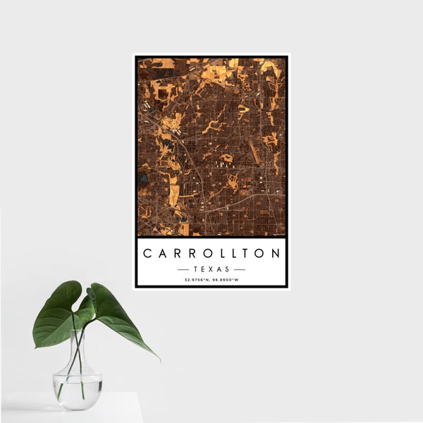 Carrollton - Texas Map Print in Ember