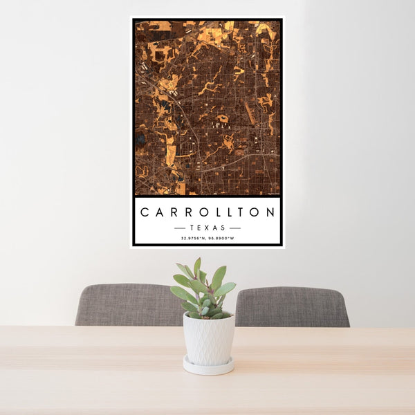 Carrollton - Texas Map Print in Ember