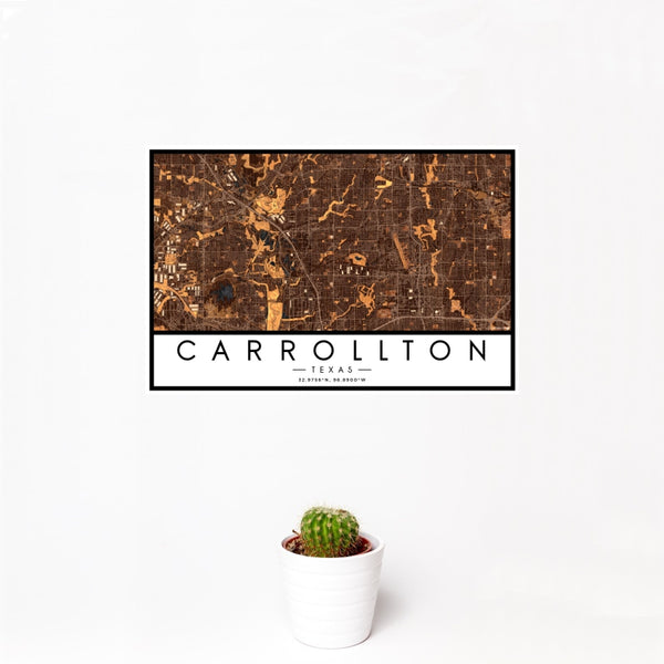 Carrollton - Texas Map Print in Ember