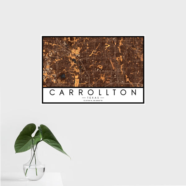 Carrollton - Texas Map Print in Ember