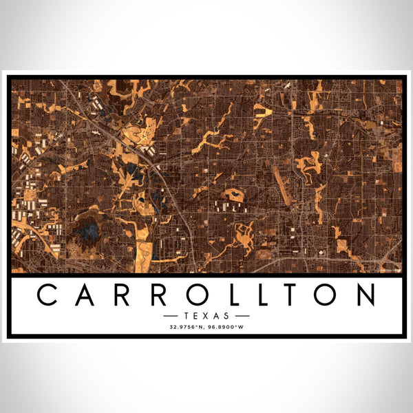 Carrollton - Texas Map Print in Ember
