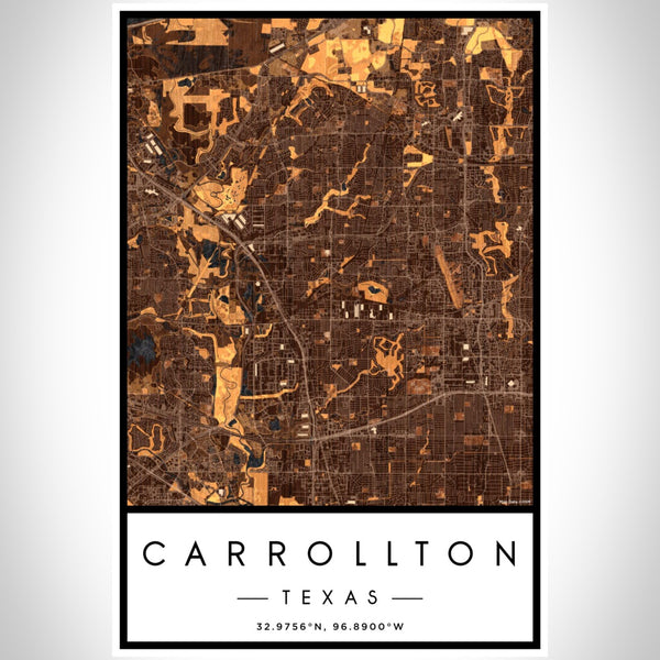 Carrollton - Texas Map Print in Ember