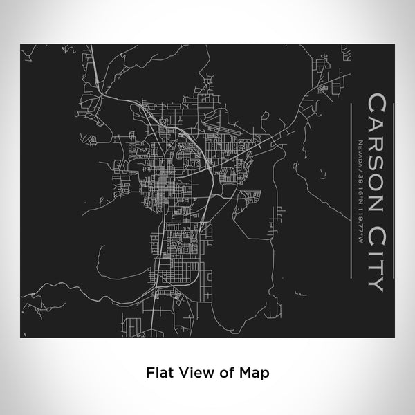 Rendered View of Carson City Nevada Map Engraving on 20oz Stainless Steel Insulated Bottle with Bamboo Top in Black