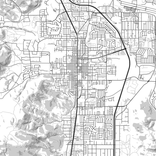 Carson City Nevada Map Print in Classic Style Zoomed In Close Up Showing Details