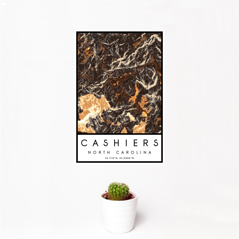 Cashiers - North Carolina Map Print in Ember