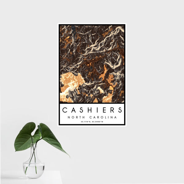Cashiers - North Carolina Map Print in Ember