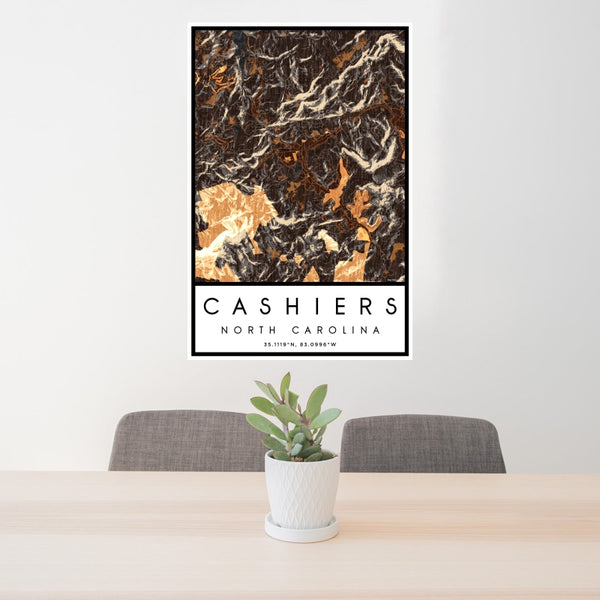 Cashiers - North Carolina Map Print in Ember