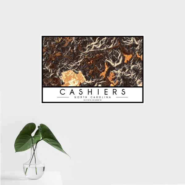 Cashiers - North Carolina Map Print in Ember