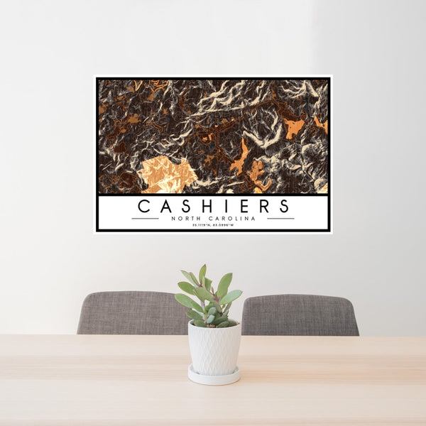 Cashiers - North Carolina Map Print in Ember