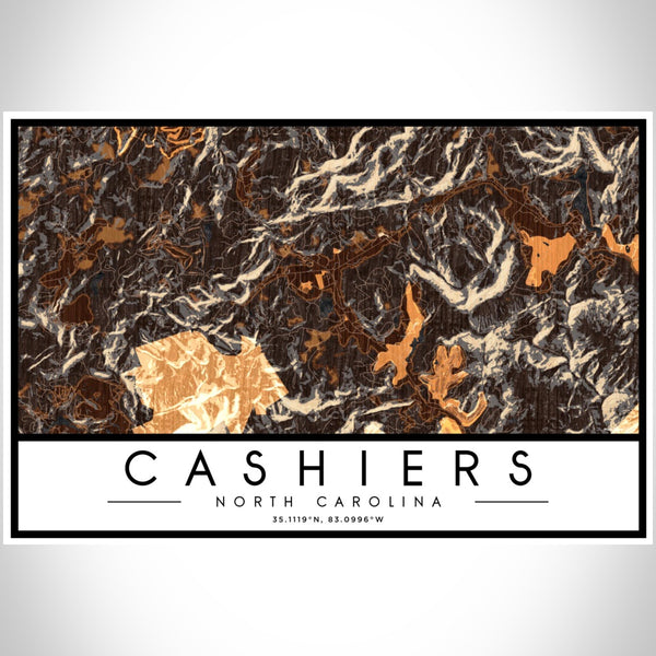 Cashiers - North Carolina Map Print in Ember