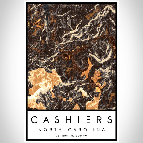 Cashiers - North Carolina Map Print in Ember