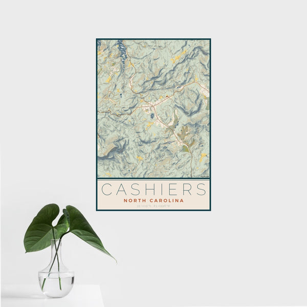 Cashiers - North Carolina Map Print in Woodblock