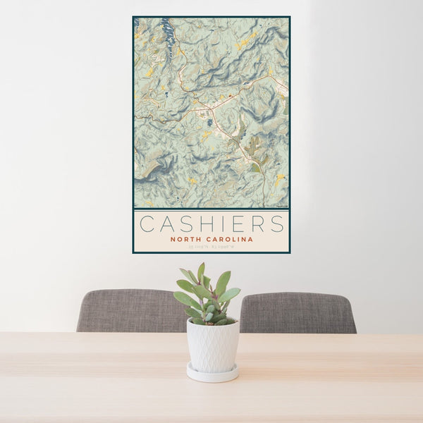 Cashiers - North Carolina Map Print in Woodblock