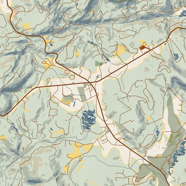 Cashiers - North Carolina Map Print in Woodblock