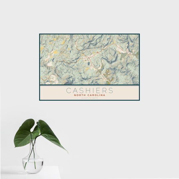 Cashiers - North Carolina Map Print in Woodblock