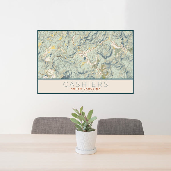 Cashiers - North Carolina Map Print in Woodblock