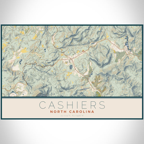 Cashiers - North Carolina Map Print in Woodblock