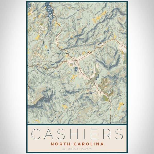 Cashiers - North Carolina Map Print in Woodblock