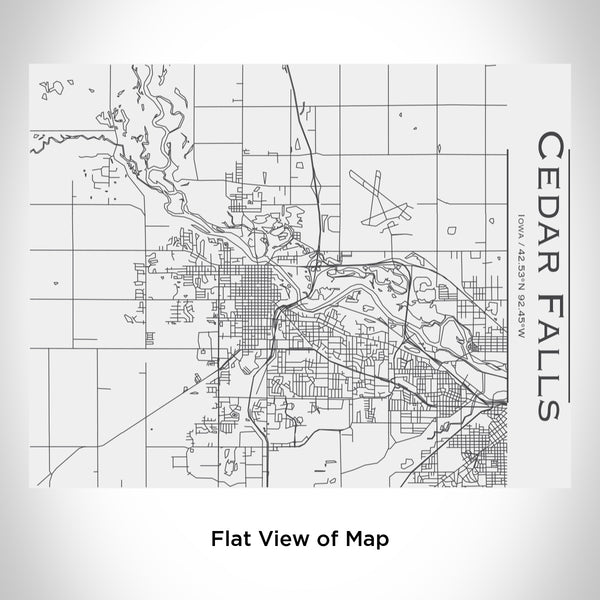 Rendered View of Cedar Falls Iowa Map Engraving on 20oz Stainless Steel Insulated Bottle with Bamboo Top in White
