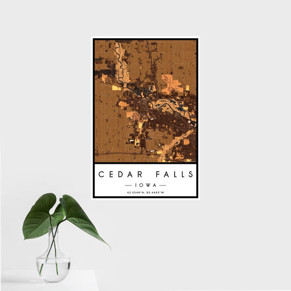 Cedar Falls - Iowa Map Print in Ember