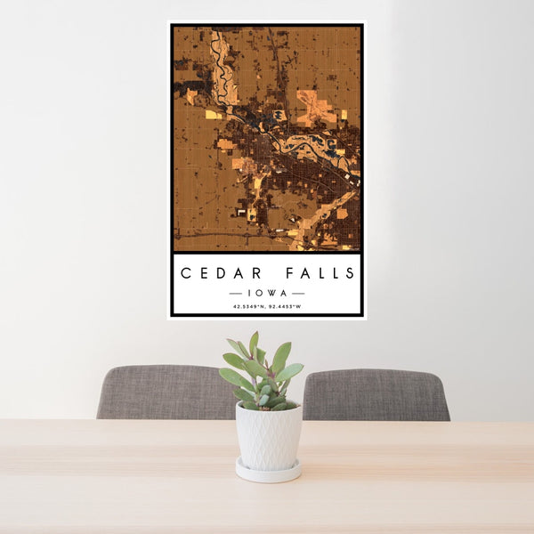 Cedar Falls - Iowa Map Print in Ember