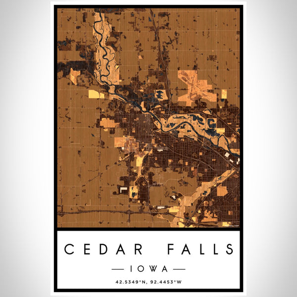 Cedar Falls - Iowa Map Print in Ember