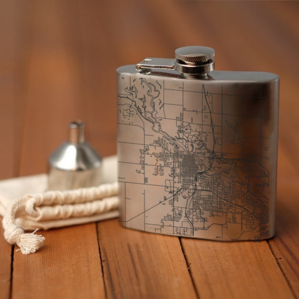 Cedar Falls - Iowa Map Hip Flask