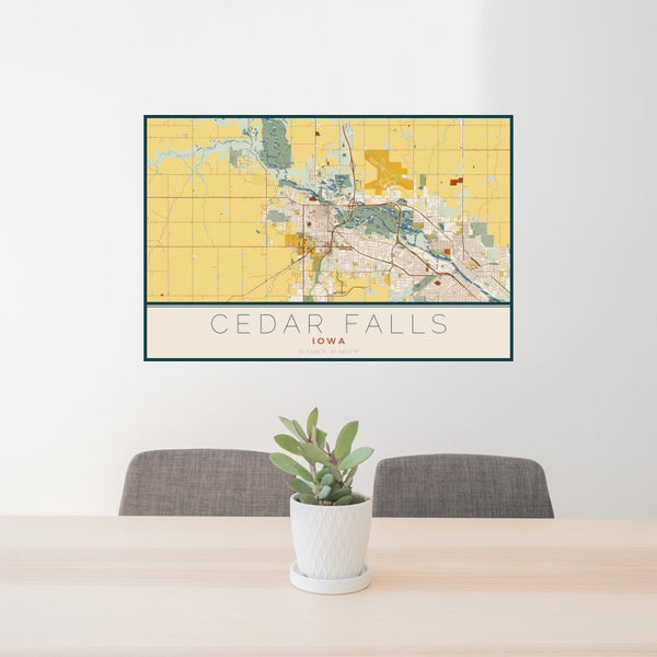 Cedar Falls - Iowa Map Print in Woodblock